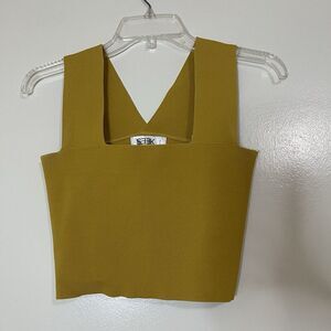 SEEK the Label mustard yellow bandage cropped square neck tank XS
